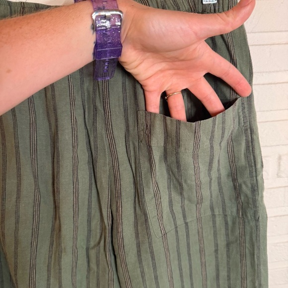 Zara Green Wide Leg Y2K Striped Boho Causal Pants, Women’s Size Extra Small - Picture 7 of 8